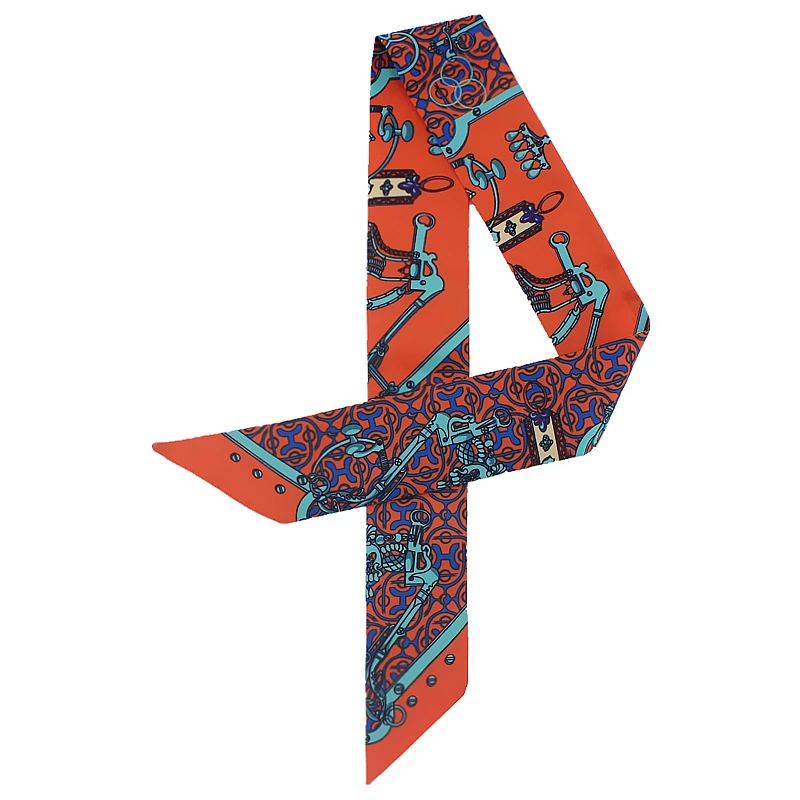 Clássico saco cachecol moda sarja cetim impressão cachecol senhoras marca de luxo amarrado bolsa fita senhoras headscarf bandana mq17