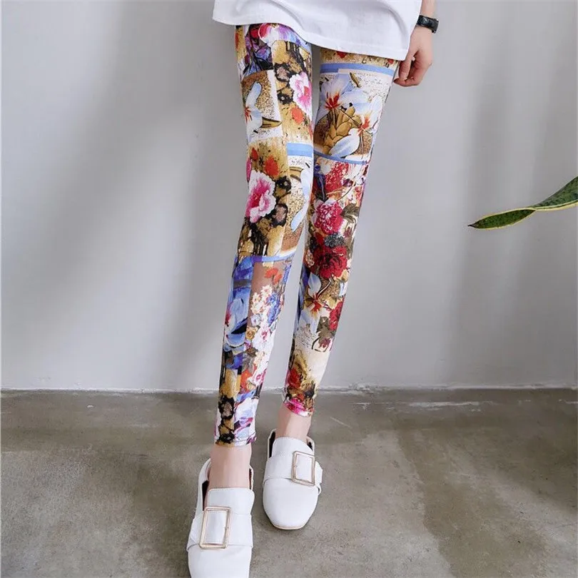 NDUCJSI Workout Leggings For Women Floral Printing Push Up Casual Leggins Female Fitness Pants High Waist Fitness Trousers