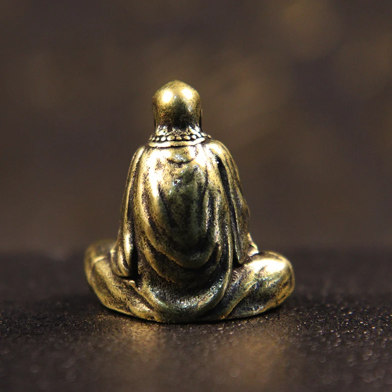 Retro Brass Dharma Buddha Mini Statue Solid Copper Bodhidharma Master Figurines Desk Decoration Handcrafts Gifts