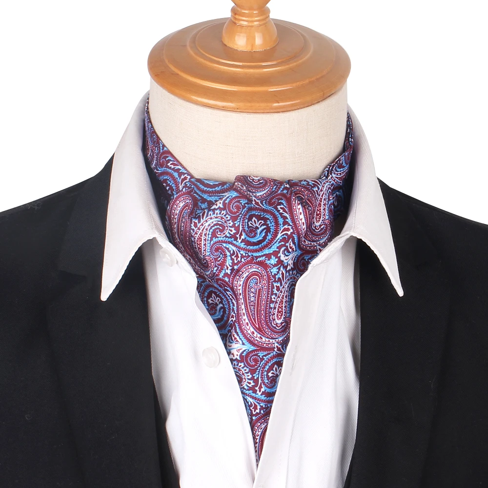 New Print Paisley Men Cashew Tie Wedding Formal Cravat Ascot Scrunch Self British Gentleman Polyester Soft Neck Tie Luxury