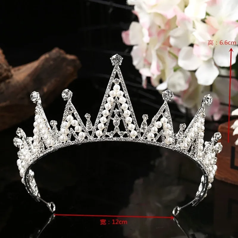 22 estilos de corona de boda, tocado nupcial, accesorios para el cabello, coronas nupciales de perlas de diamantes de imitación, joyería, decoración de pasteles, corona para niños