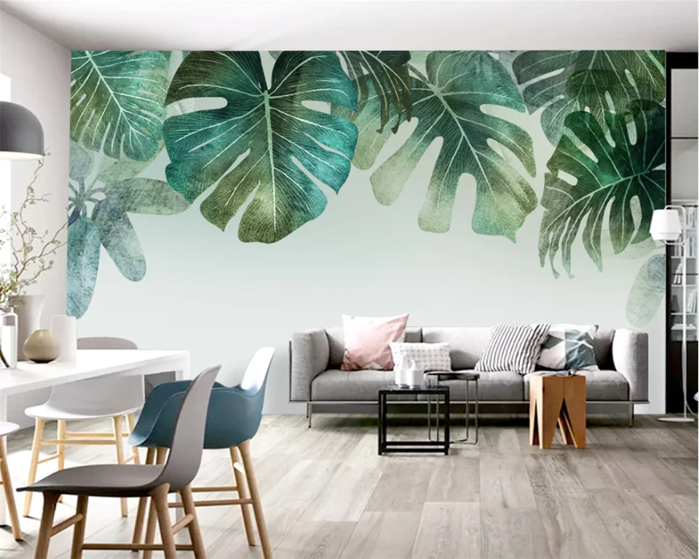 Beibehang خلفية أريكة عصرية مخصصة على شكل شخصية عصرية من papel de parede خلفية أريكة شمالية ذات أوراق واسعة وجديدة #4