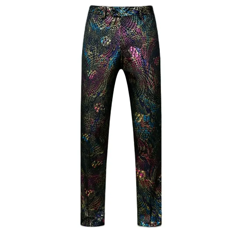 New Arrival Flower Suit Pants Men clothing Fashion Business Wedding Party Dress Trousers Snake Scale Print Pattern