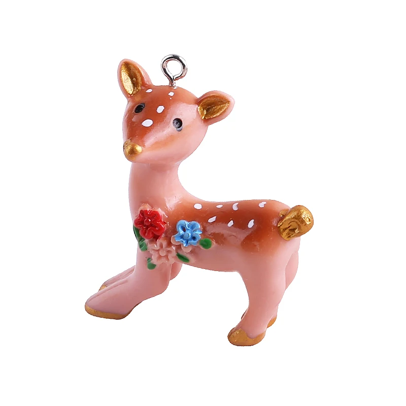 

Newest 40pcs 33*44mm Floral Animal Deer Resin Pendants DIY Jewelry Findings Ornament Accessories Girls Earring Necklace Charms