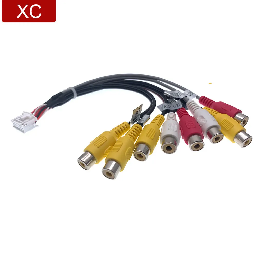 

12 Pin Car Universal 8 RCA Output Wire Harness CCD AUX AV IN Out Cable Adapter Wiring Connector Android CD Radio Car Accessories