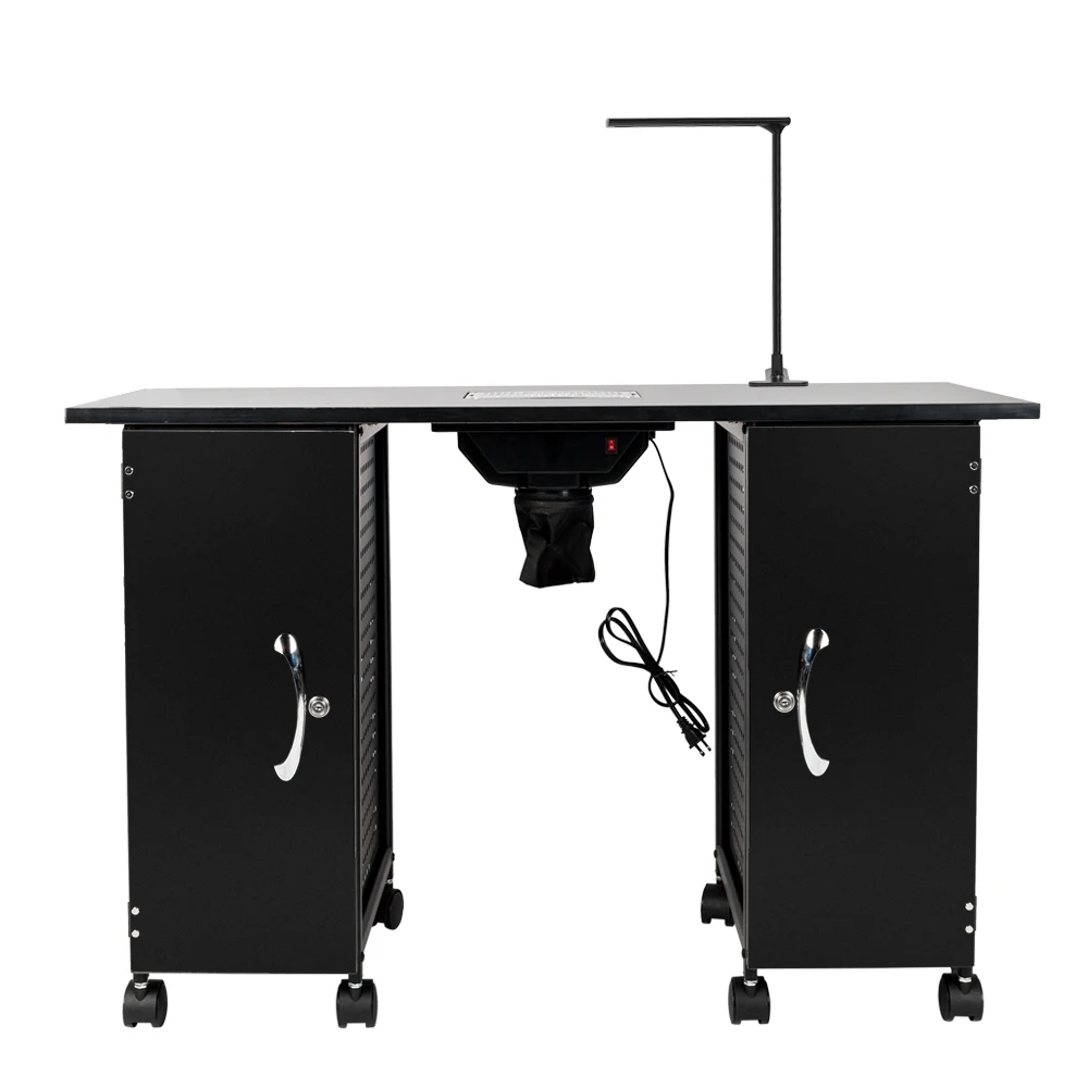 Two Styles Manicure Nail Table Station Nail Salon Furniture Iron Manicure Station Table with LED Lamp & Arm Rest