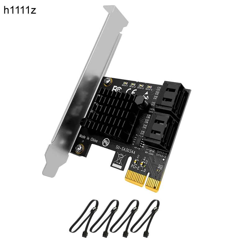 

PCIE SATA Card 4 Port 6Gbps SATA3.0 Mining Card Riser PCIe to SATA Controller SATA PCI-E Adapter PCI Express 3.0 X1 Add on Cards