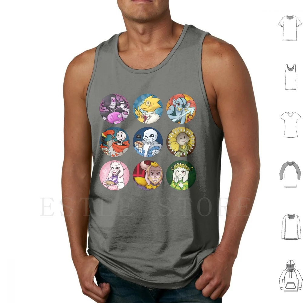 Undertale Circles Tank Tops Vest Sleeveless Undertale Asriel Asgore Toriel Sans Papyrus Alphys Undyne Mettaton Indie