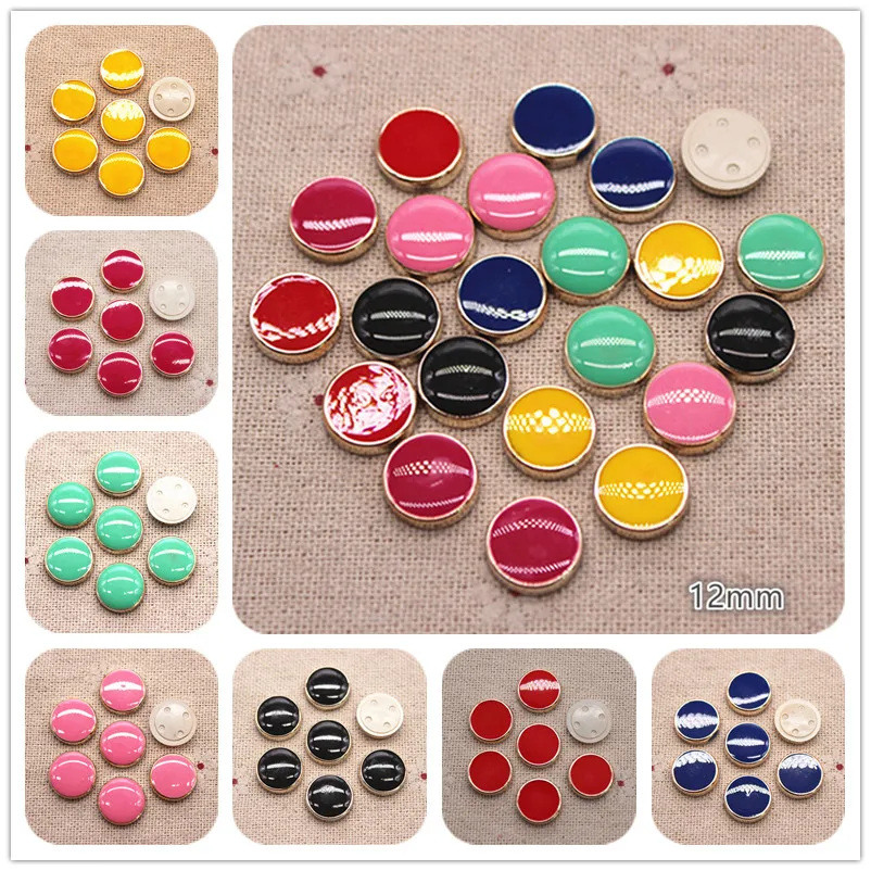 50PCS 12mm Mix Colors Resin Golden Circle Plastic Round Flatback Button Home Garden Crafts DIY Hair Clips Scrapbook