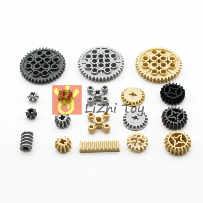 638PCS MOC Mechanical Bulk Building Bricks Technology Parts Gear Rack Cross Axle Accessory Car Tires High-Tech Truck Connector