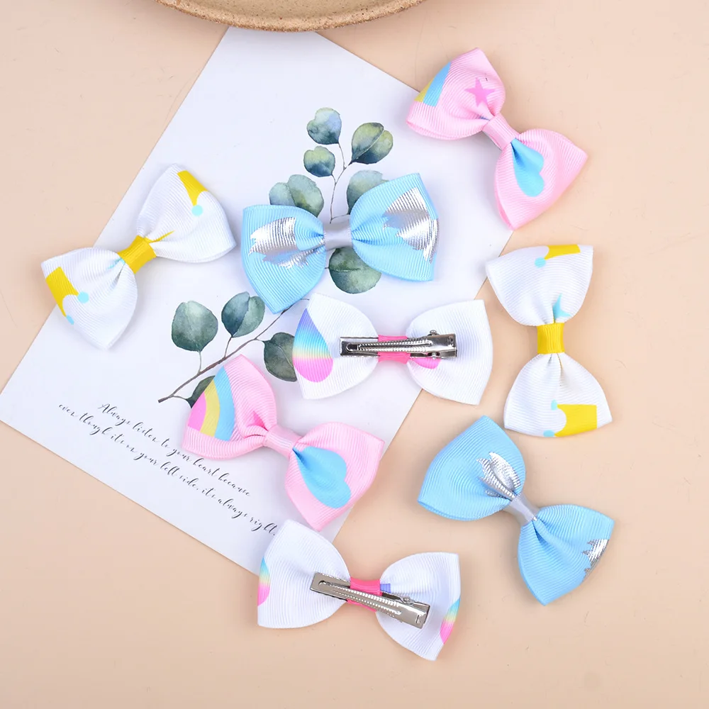 8pcs/set Sweet Bow-knot Hairpin Girls Headwear Cute Children's Hair Accessories Suit Gradient Candy Color for Kid Gift Decorate