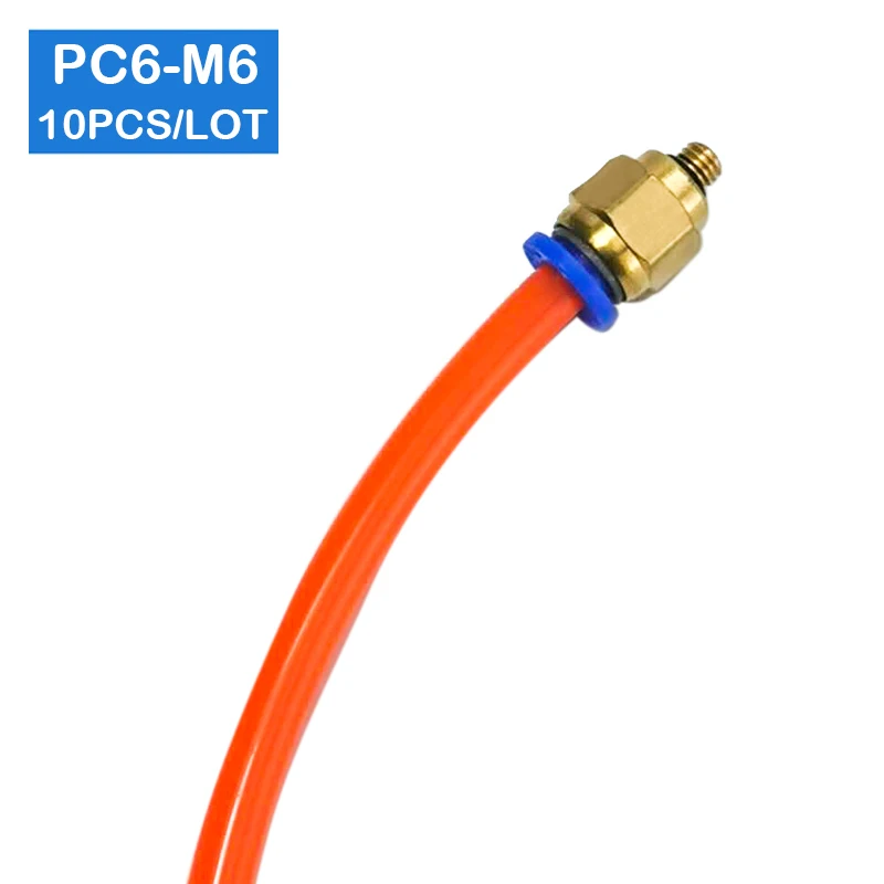 High Quality  PC6-M6 10pcs BSPT, 6mm to M6 Pneumatic Connectors Ｍale Ｓtraight Ｏne-Touch Fittings