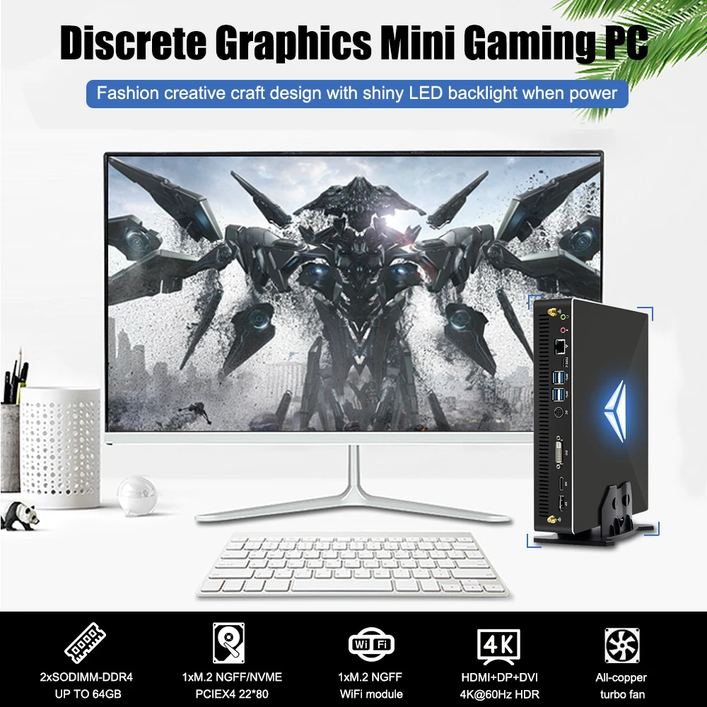 Eglobal PC Desktop Gamer Intel Core i9-10900F GTX1650 64GB RAM M.2 NVMe SSD Mini Computador Windows 11 HTPC AC WiFi kartu Video