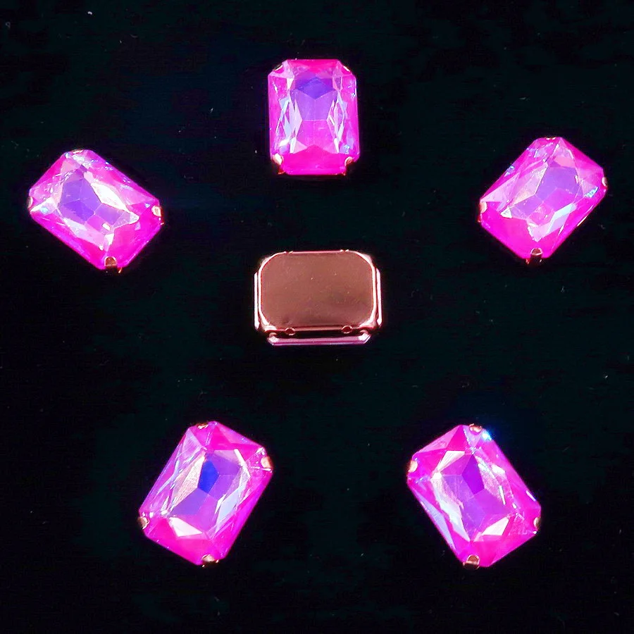 Rechteckige goldene Krallenfassungen, 20 Stück/Packung, 13 x 18 mm, Jelly Candy & AB-Farbe, Glaskristall zum Aufnähen, Strass für Hochzeitskleid, DIY – Detail 5