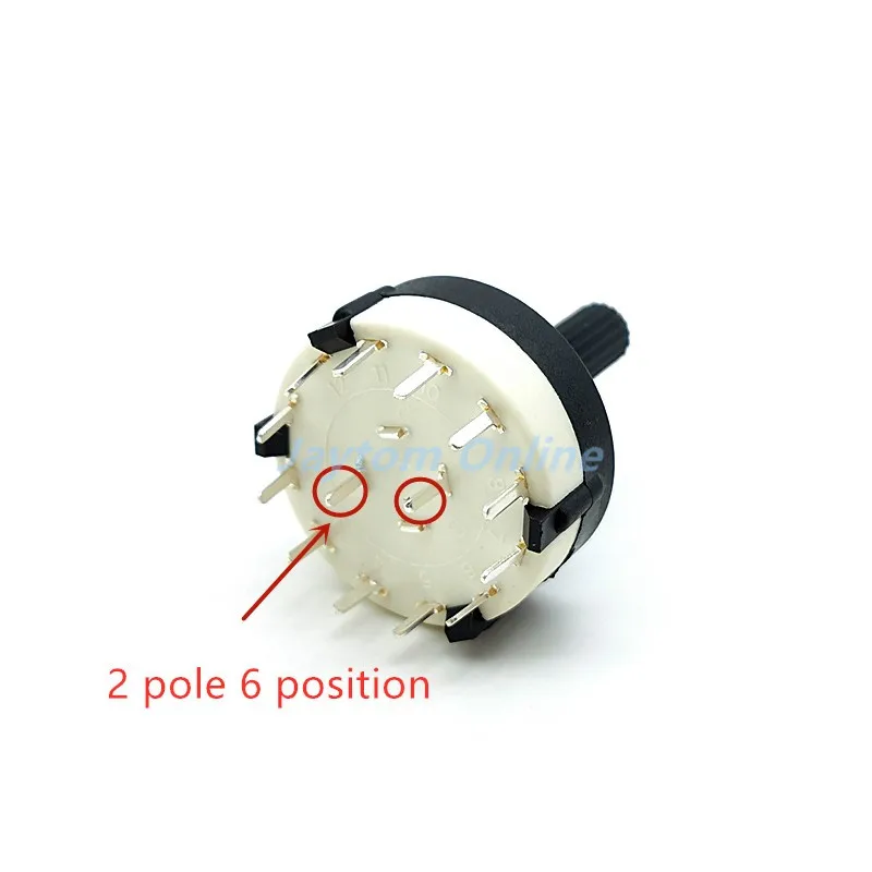 1pc RS26 2 Pole 6 Position Selectable Band Rotary Channel Selector Switch With Caps Single Deck Rotary Switch Band Selector