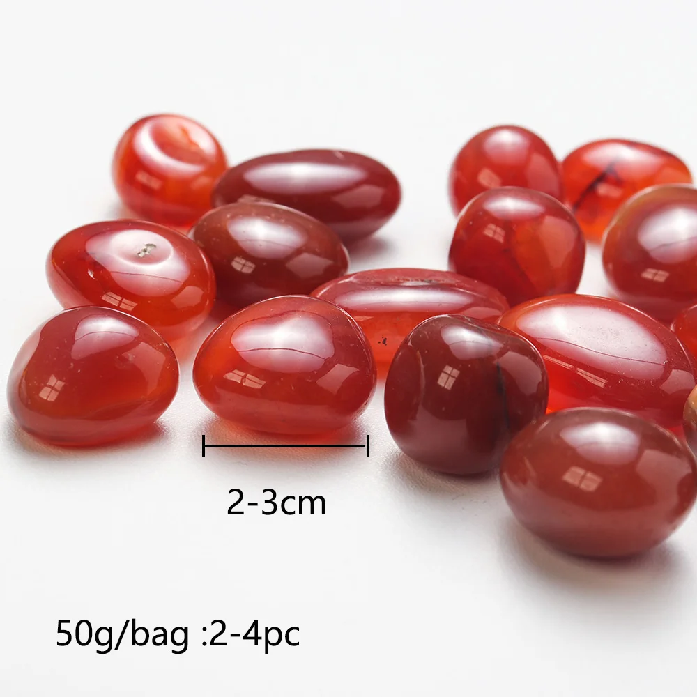 50g/Bag  Natural Gemstone Carnelian Polished Tumbled Gravel Stone Crystal Healing Reiki Minerals Home Aquarium Decoration