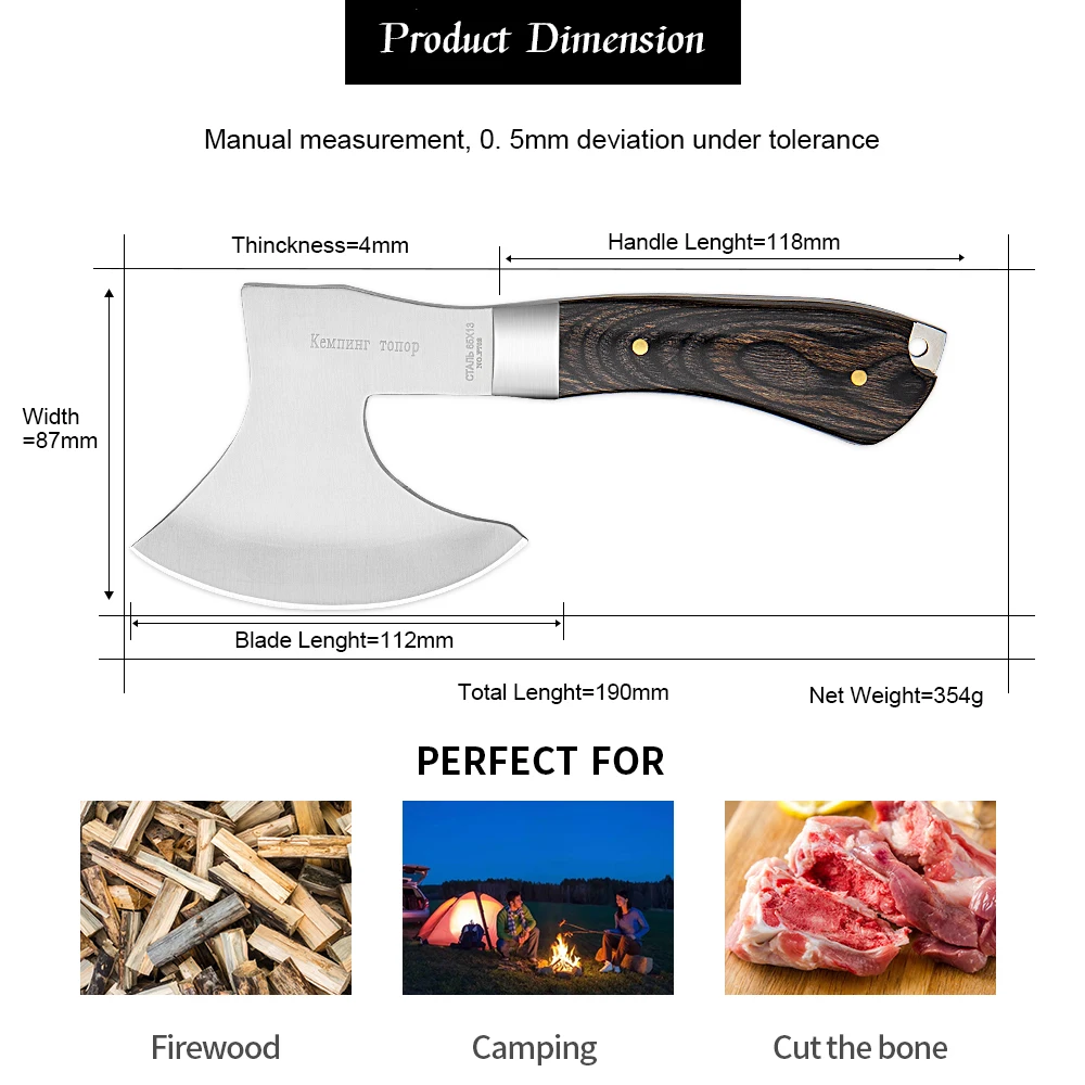 XITUO Full Tang ostry topór kuchenny nóż do kości Camping Survival Axe nóż ze stali nierdzewnej Tomahawk narzędzia zewnętrzne polowanie młotkiem