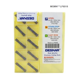 Inserts rainurés de carbure pour l'acier inoxydable MGMN150-G de lame de MGMN300 M T H LF6018 DESKAR MGMN200 MGMN250 MGMN400 MGMN500