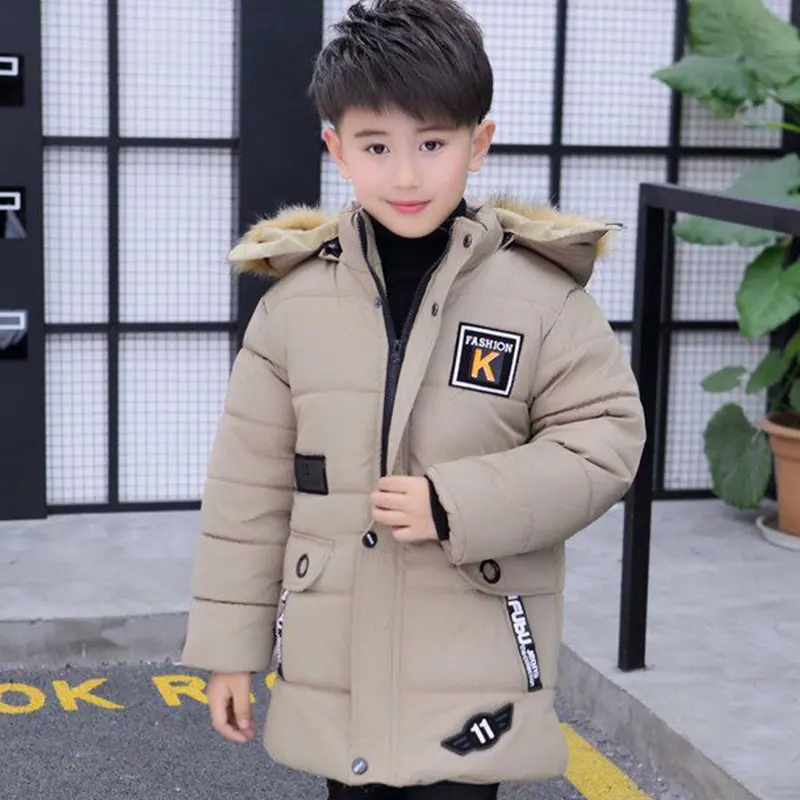 New Children\'s Clothing Coats Plus Thick Velvet Outerwear Detachable Hat for Kids Parkas Winter Down Cotton Padded Jacket Boys