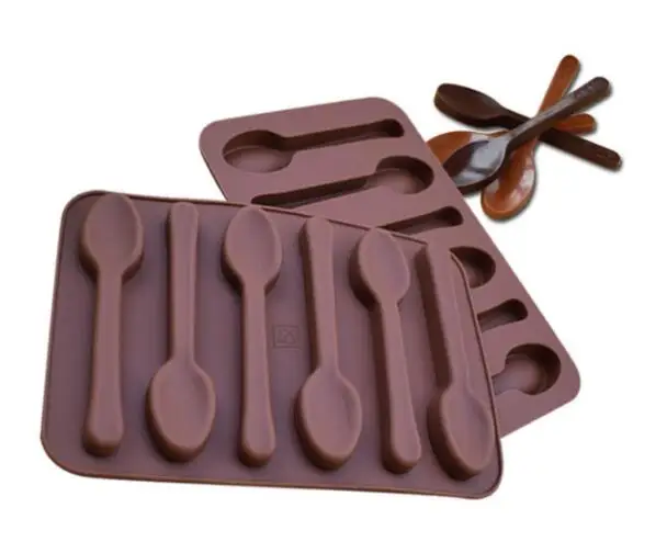 

150pcs/lot Fast Shipping 6 Spoons Shape Chocolate Molds Silicone DIY Cake Decoration Moulds Jelly Ice Baking Mould Cake Mold