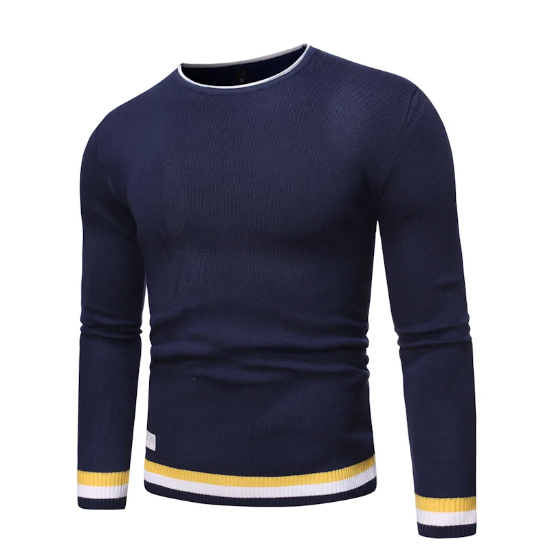 De algodón de alta calidad de marca para hombre de manga larga jerseys de cuello redondo para hombre de punto casual Tops ropa