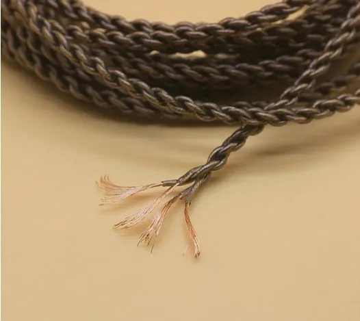 สายหูฟังแบบทำมือ5N ลวดทองแดงคริสตัลเส้นเดียว/ลวดชุบเงิน (ไม่มีปลั๊ก) 10เมตร