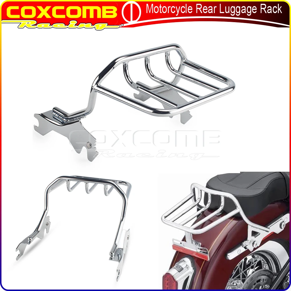 

For Harley Fat Bob FXFB 114 FXFBS 2018-2020 Motorcycle Detachable Chrome Gloss Black Hold Fast Two-Up Luggage Rack # 50300132