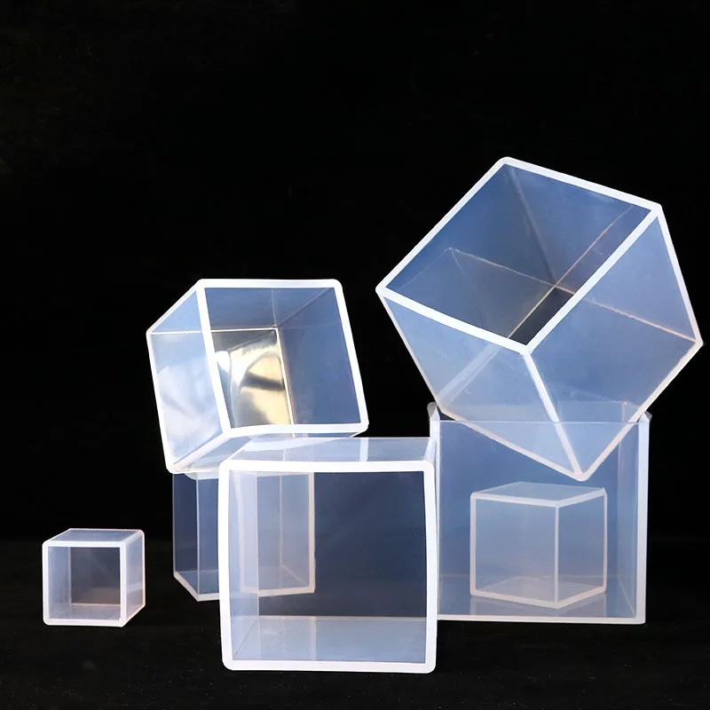 Molde de silicona de cristal para manualidades, cubo transparente de alto líquido, adornos cuadrados de silicona Molud para Resina, molde de