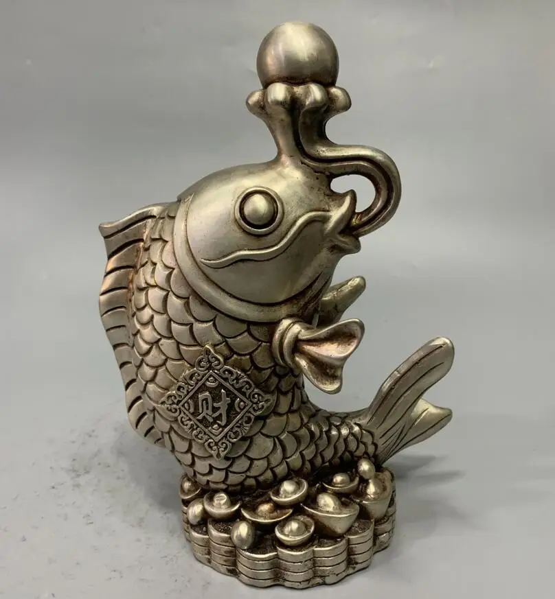 China White copper archaize recruit wealth fish crafts statue