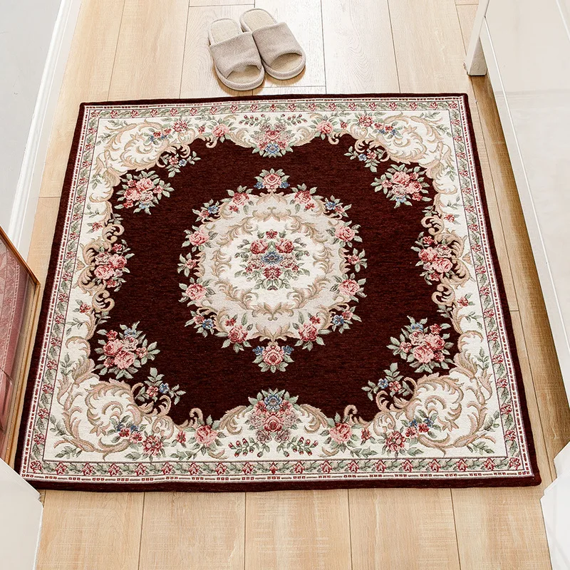 European Jacquard Carpet for Living Room, Flower Anti-slip Mats, Home, Bedroom Carpet, Luxury Doormat, Kitchen, Hallway Rug