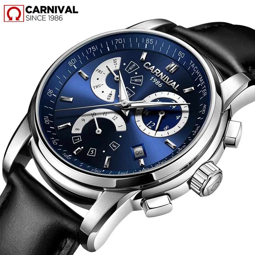 Montre Homme كرنفال أزياء الرجال ووتش أعلى العلامة التجارية العسكرية التلقائية ووتش الرجال التقويم للماء مضيئة الساعات الميكانيكية
