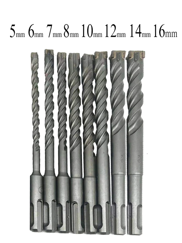 8pcs/set 160mm Round Shank Electric Hammer SDS Plus Drill Bit Set for Concrete Wall Brick Block Masonry Hole Saw Drilling Bits