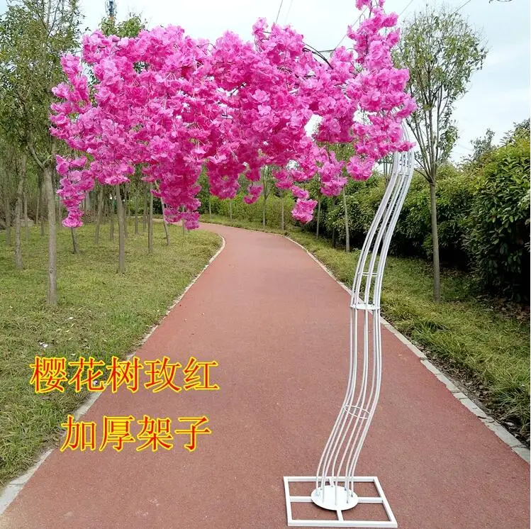 Custom new cherry road guide wedding cherry simulation peach tree iron shelf cherry tree wedding props decoration tengtiao