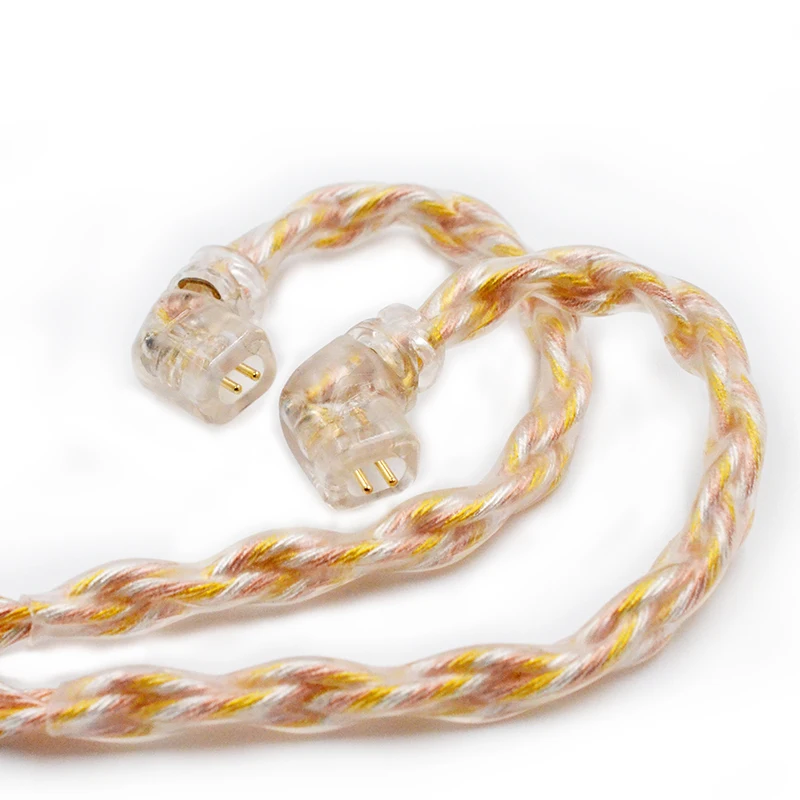 KZ 8 Core Emas Perak Tembaga Kabel Earphone Hybrid 784 Core Kabel Upgrade ZSN ZS10 PRO ZSX ZAX 2Pin 3.5MM Headphone Asli