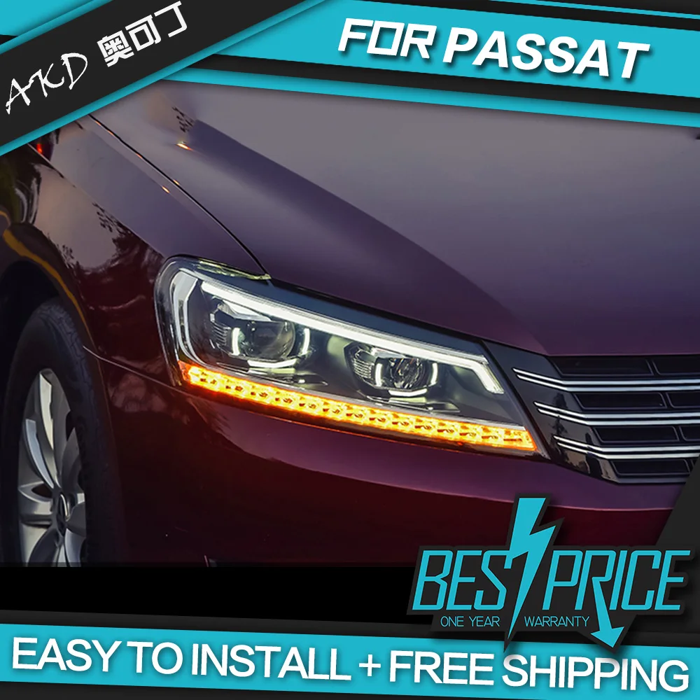 

AKD автомобильные Стайлинг фары для VW Passat B7 US Verson фары светодиодные ходовые огни биксеноновые фары противотуманные фары ангельские глазки авто