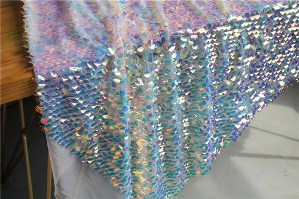 

Sparkling bling Sequin embroidery tulle mesh lace fabric 130cm wide for DIY Dress Curtain Table Cloth Bags