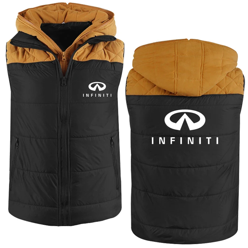 Spring Autumn Men's jackets Infiniti Car Logo Print high quality sleeveless chain Fashion casual Splicing high quality cotton