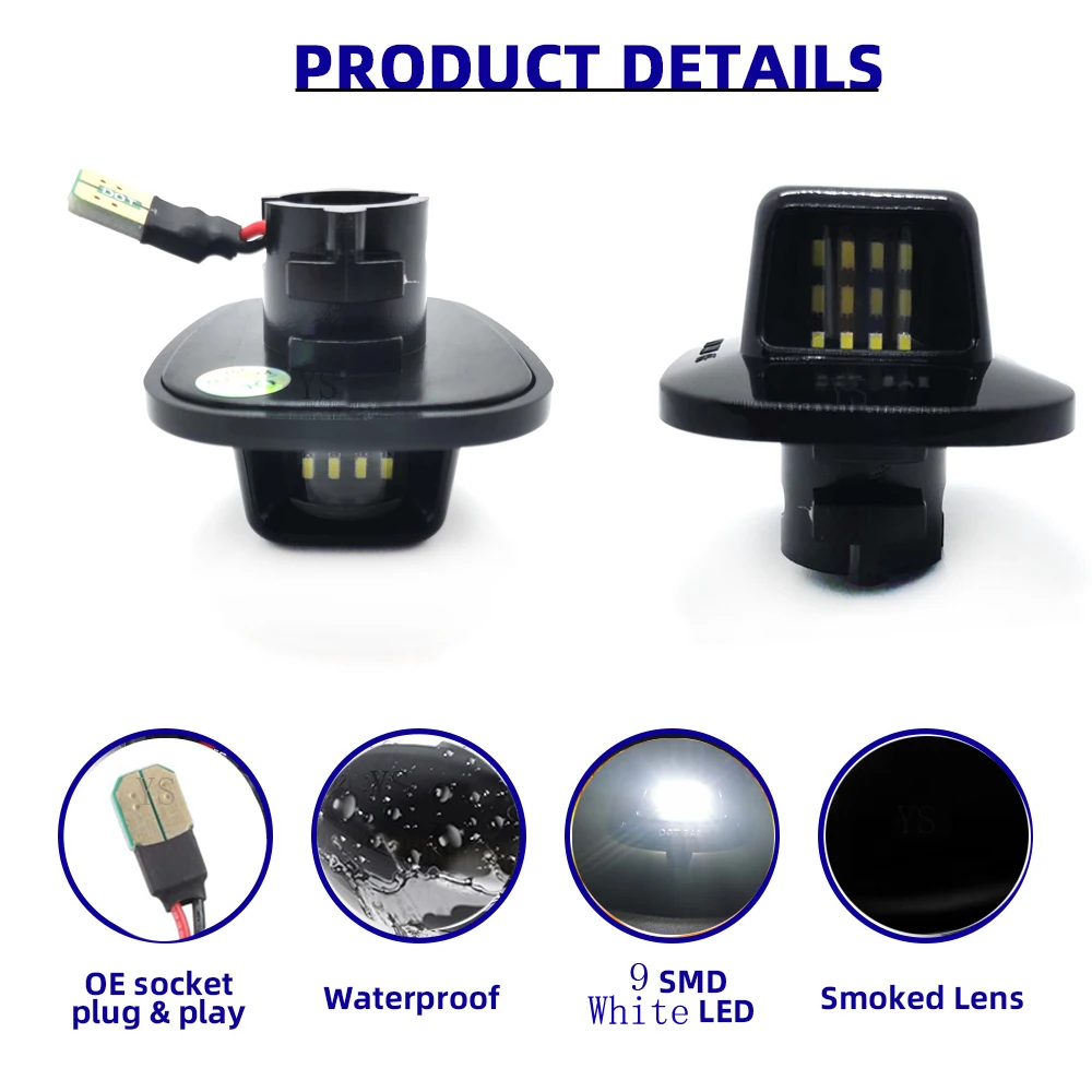 ไฟ LED สีขาวจำนวนใบอนุญาต Light: โคมไฟสำหรับ1988-2000 Chevrolet C1500 2500 3500 K1500 2500 3500รถกระบะข้อผิดพลาดฟรี