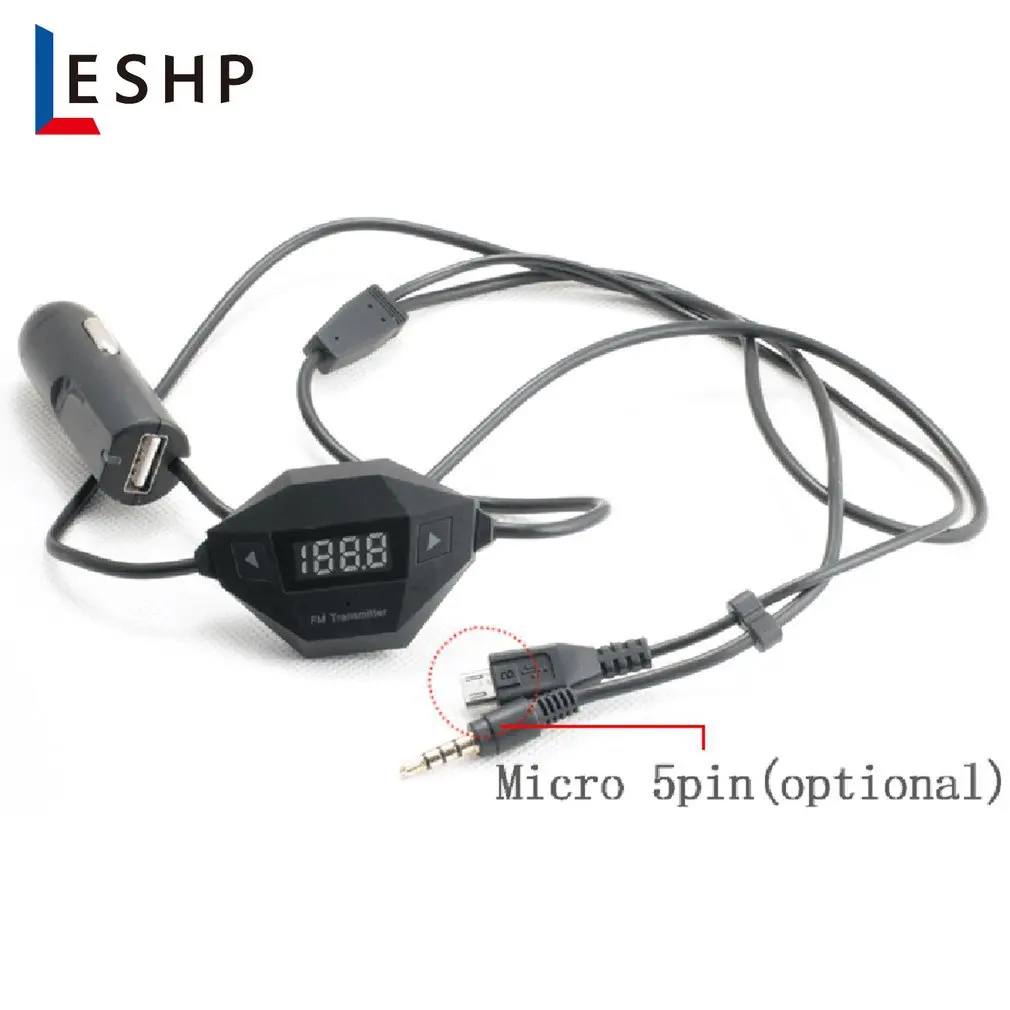 Wireless FM Transmitter Car Kit with 3.5mm+MicroUSB Audio Plug Car Charger Hands-free Conversations