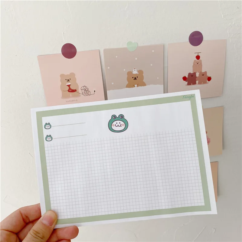 30 Sheets Cute Frog Grid Memo Pad Transverse B6 Notepad Korea Ins Student Creative Simple Kawaii Diy Diary Notebook Stationery