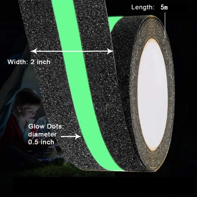 เทปดอกยางกันลื่นพร้อมกาวกันน้ํา Anti-Skid Traction Luminous Marker สําหรับขั้นตอน