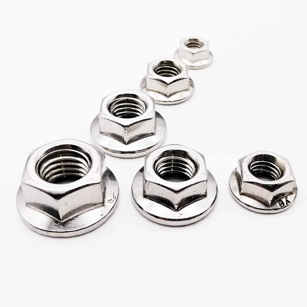 M3 M4 M5 M6 M8 M10 M12 Hochwertiger Edelstahl Sechskant-Sechskantkopf gezahnte Spinlock-Flanschmutter Sicherungsmutter DIN6923 – Detail 4