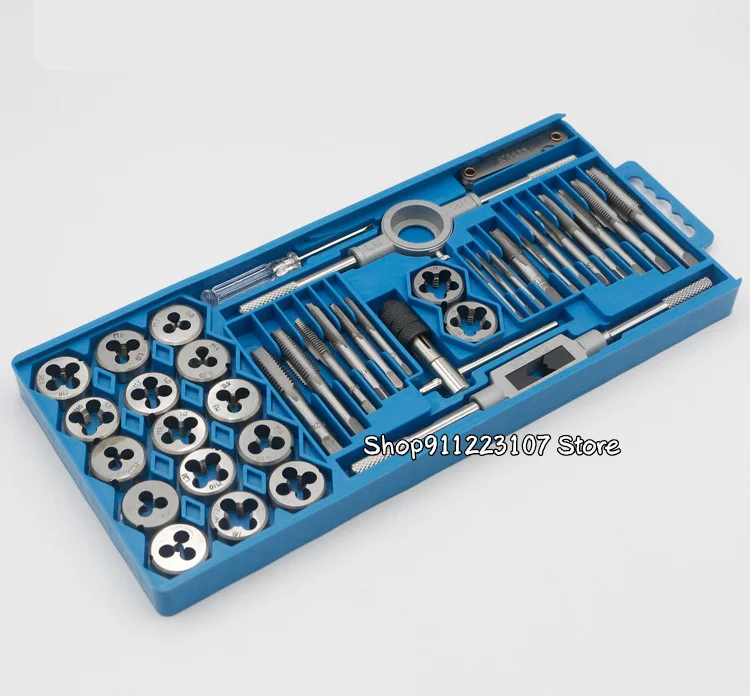 

40pcs Tap Die Set M3-M12 Screw Thread Metric Taps Wrench DIY Kit Wrench Screw Threading Hand Tools Alloy Metal With Bag