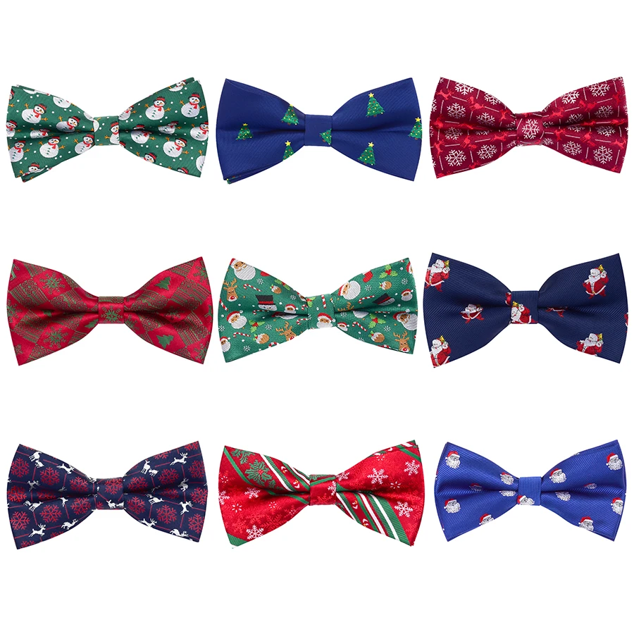 New Christmas Bow Ties Men's Novelty Pre-tied Bowtie Red Green Bow Tie for Man Festival Party Accessories