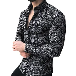 Camisa de manga larga para hombre, blusa informal con estampado Floral, ropa de verano y otoño