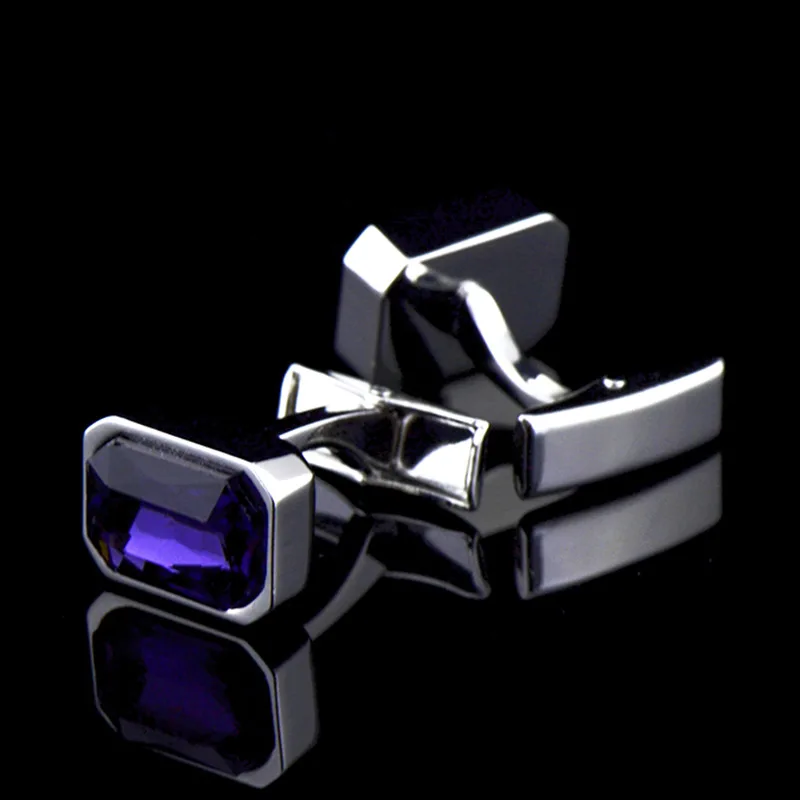 JHSL Classic Green Blue Purple Red Cubic Zirconia Stone Shirts Cufflink for Men Father Gift Fashion Jewelry Dropship Wholesale