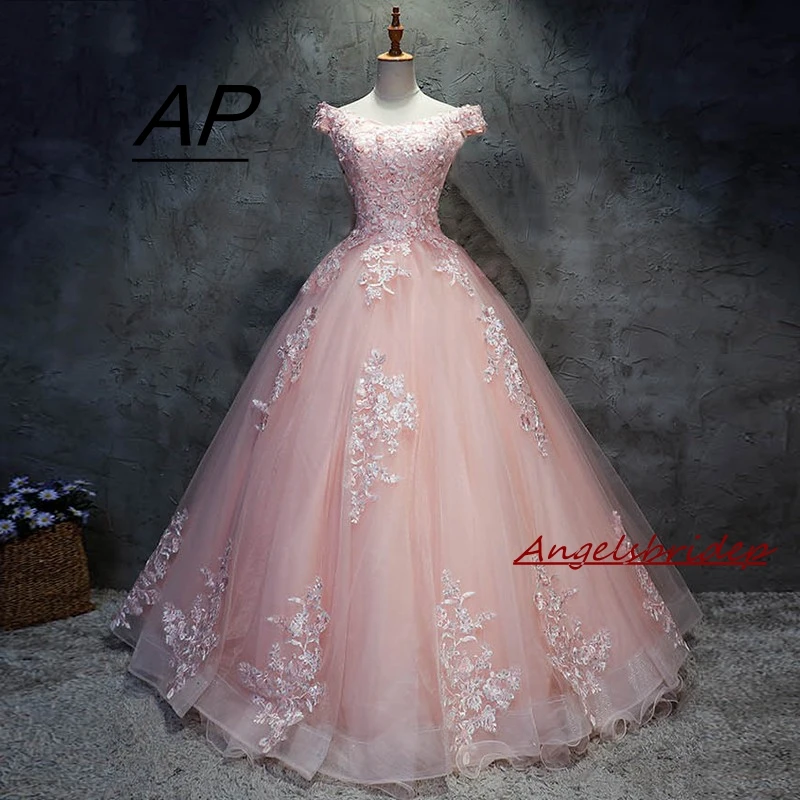 

ANGELSBRIDEP Tulle Ball Gown Quinceanera Dresses 15 Party Charming Appliques Vestido Debutante Gowns Plus Size Robe De Bal