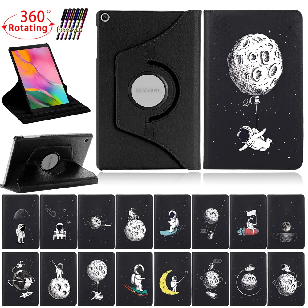 

Case For Samsung Galaxy Tab A 10.1 2019 T510 T515/S6 Lite /A7 10.4 Astronaut 360 Rotating Stand Leather Tablet Folio Cover