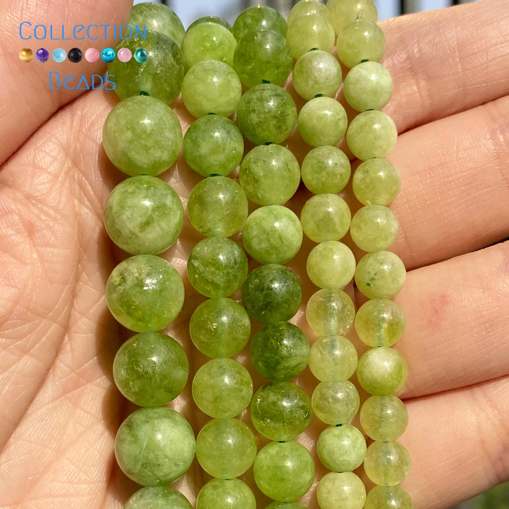 Natural Stone Green Peridot Oliva Green Jaspers Beads Loose Spacer Round Beads For Jewelry Making 6-10M DIY Bracelet Accessories