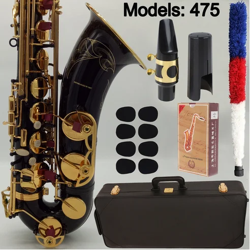

Music Fancier Club Tenor Saxophone 475 Black Lacquer Case Sax Tenor Mouthpiece Ligature Reed Neck Musical Instrument Accessories